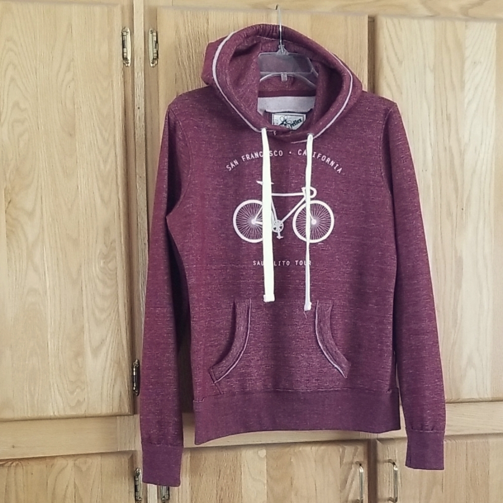 Reflex Burgundy Hoodie with Bicycle Design Size M